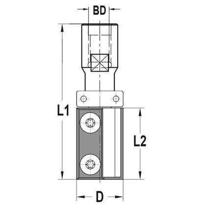 Keermeskantenfrees recht Ø 22 x 30 mm, TL=66 mm, Binnendraad M12, HW