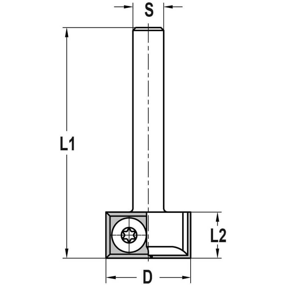 Keermessponningfrees zonder geleidelager Ø 22 x 12 mm, TL=60 mm, S=8 mm, HW