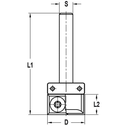 Keermeskantenfrees recht Ø 22 x 12 mm, TL=60 mm, S=8 mm, HW