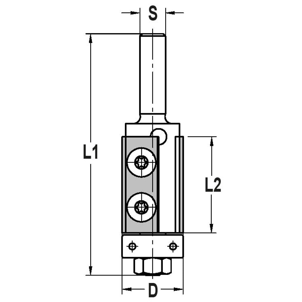 Keermeskantenfrees recht Ø 19 x 30 mm, TL=75 mm, S=8 mm, HW