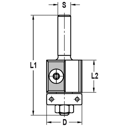 Keermeskantenfrees recht Ø 22 x 20 mm, TL=62 mm, S=6 mm, HW