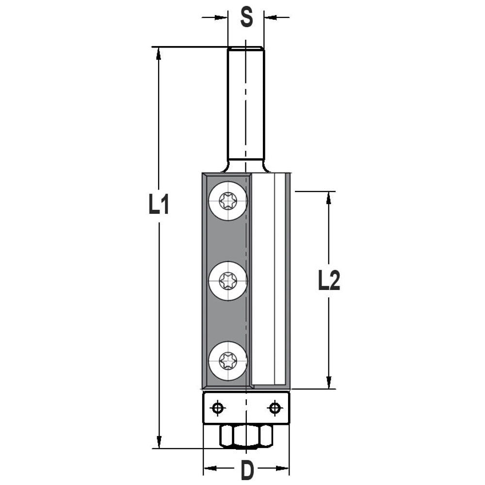 Keermeskantenfrees recht Ø 19 x 50 mm, TL=95 mm, S=12 mm, HW