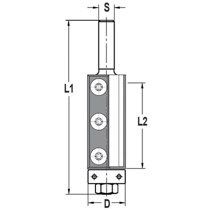 Keermeskantenfrees recht Ø 19 x 50 mm, TL=95 mm, S=12 mm, HW
