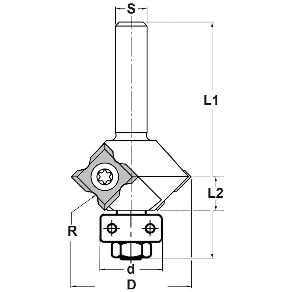 Universele Keermesafrondfrees R=1,5 mm (4x) met lager, S=8 mm, HW