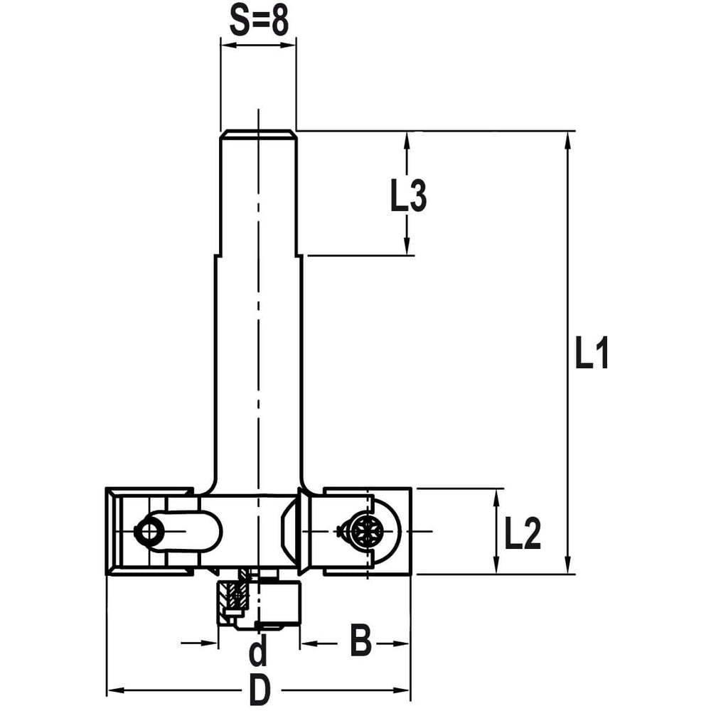 Keermessponningfrees 44x12x62mm B=10 z4