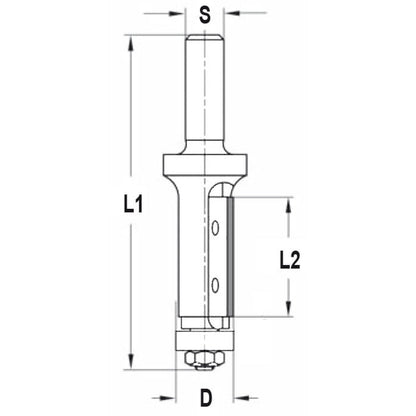 Keermeskantenfrees recht Ø 12 x 25 mm, TL=70 mm, S=6 mm, HW