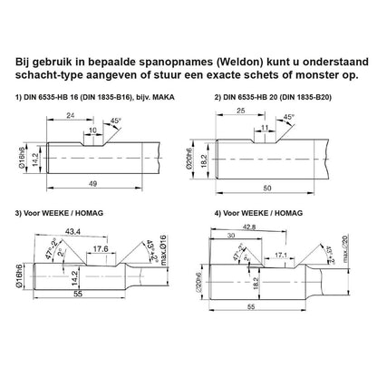 Keermes Slotkastfrees Ø=18 x 105 mm, TL=170 mm, S=20 mm, HW, Z=2