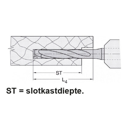 Keermes Slotkastfrees Ø=16 x 105 mm, TL=210 mm, S=25 mm, HW, Z=2