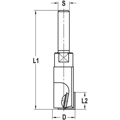 Keermesgroeffrees Ø 18 x 12 mm, TL=70 mm, S=10 mm, HW