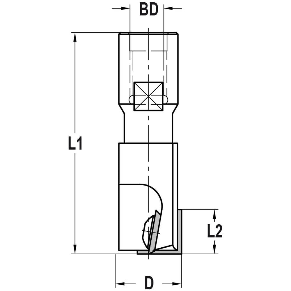 Keermesgroeffrees Ø 16 x 12 mm, TL=60 mm, Binnendraad M10, HW