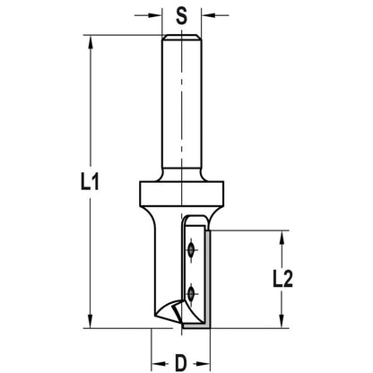Keermesgroeffrees Ø 10 x 25 mm, TL=75 mm, S=10 mm, HW