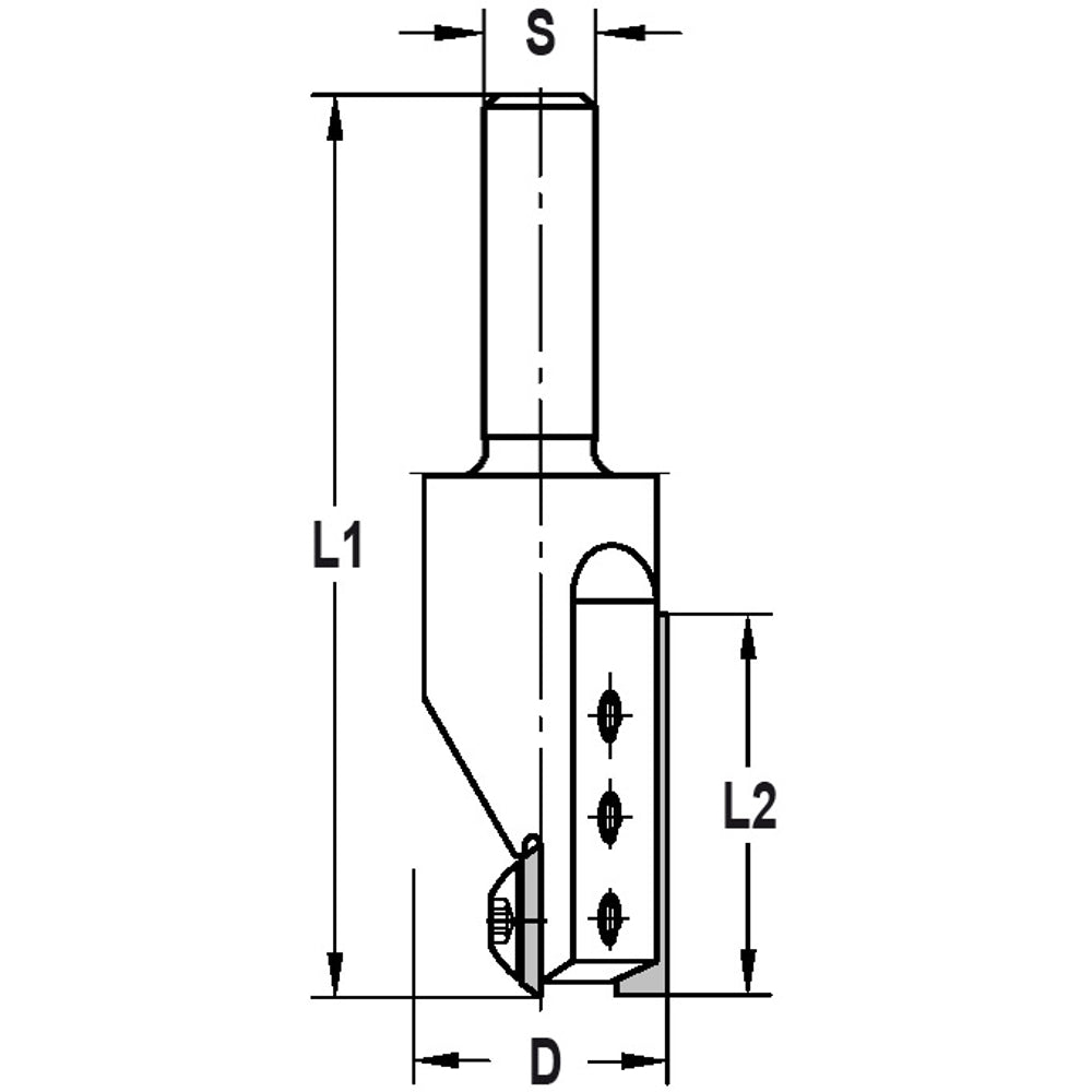 Keermesgroeffrees Ø 22 x 30 mm, TL=81 mm, S=12 mm, HW