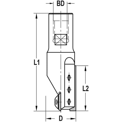 Keermesgroeffrees Ø 16 x 30 mm, TL=65 mm, Binnendraad M10, HW