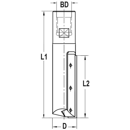 Keermesgroeffrees Ø 16 x 50 mm, TL=85 mm, Binnendraad M12, HW