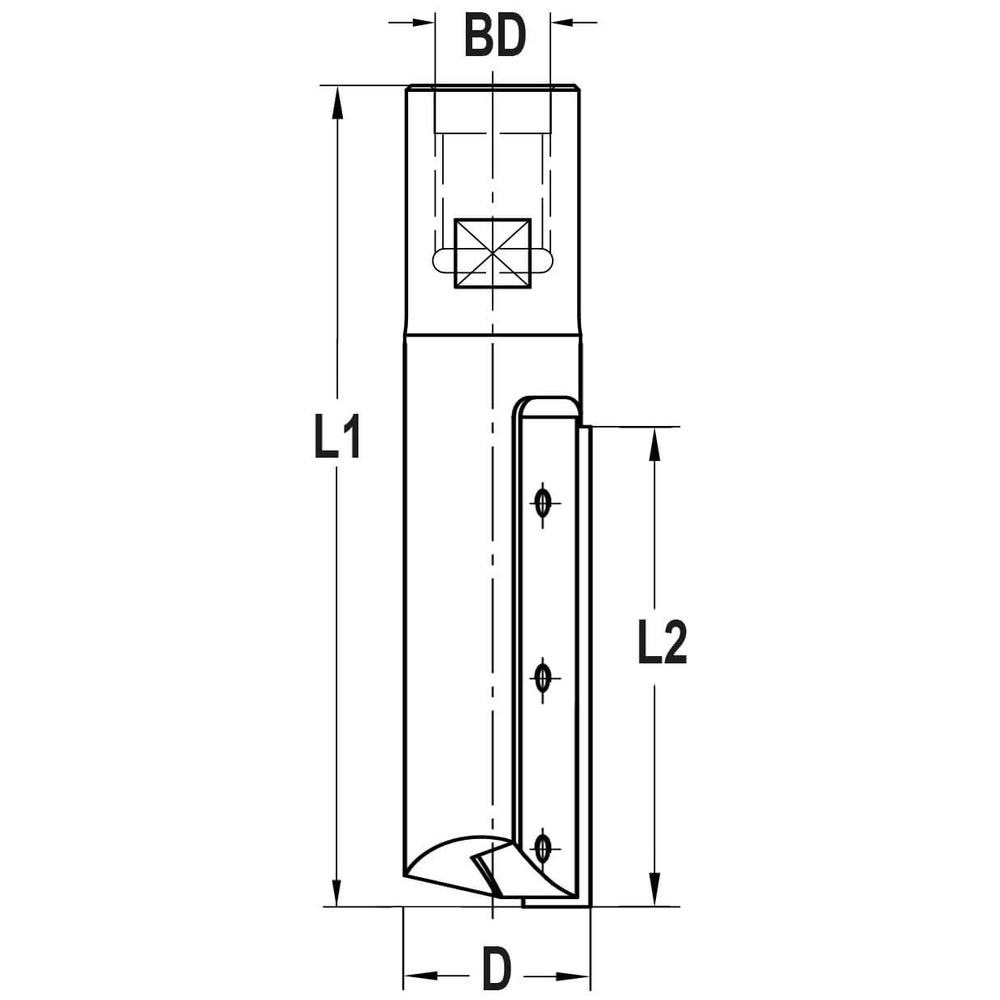 Keermesgroeffrees Ø 20 x 50 mm, TL=85 mm, Binnendraad M12, HW