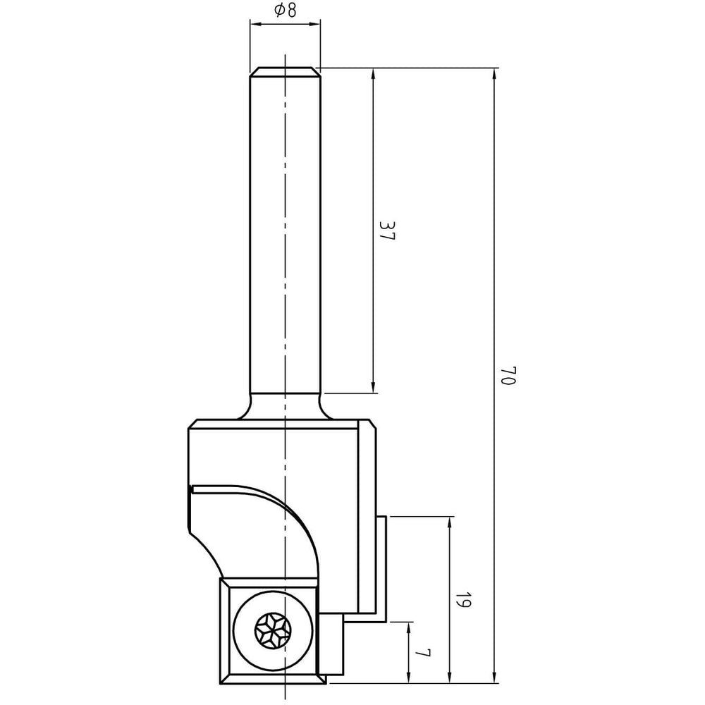 Keermes getrapte frees Ø 24,3 x 15,3 mm, TL=70 mm, S=8 mm, HW