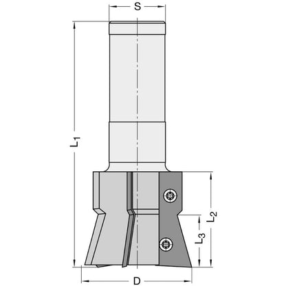 Keermes-Zwaluwstaartfrees Z3 D=60mm L.