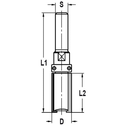 Kantenfrees recht Ø 12,7 x 25 mm, TL=66 mm, S=6 mm, HW