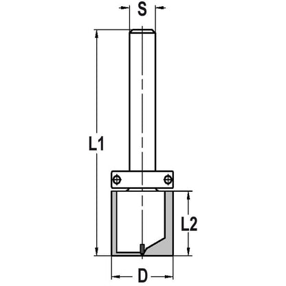 Kantenfrees recht Ø 20 x 20 mm, TL=70 mm, S=8 mm, HW