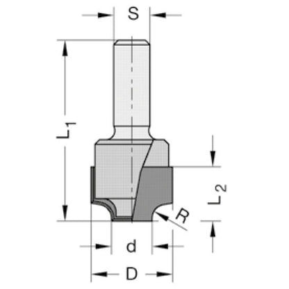Kwartrondprofielfrees R=3,0 mm, L2=12 mm, D=18 mm, S=8 mm, HW