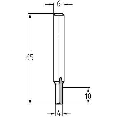 Groeffrees Ø 4 x 10 mm, TL=65 mm, S=6 mm, VHW