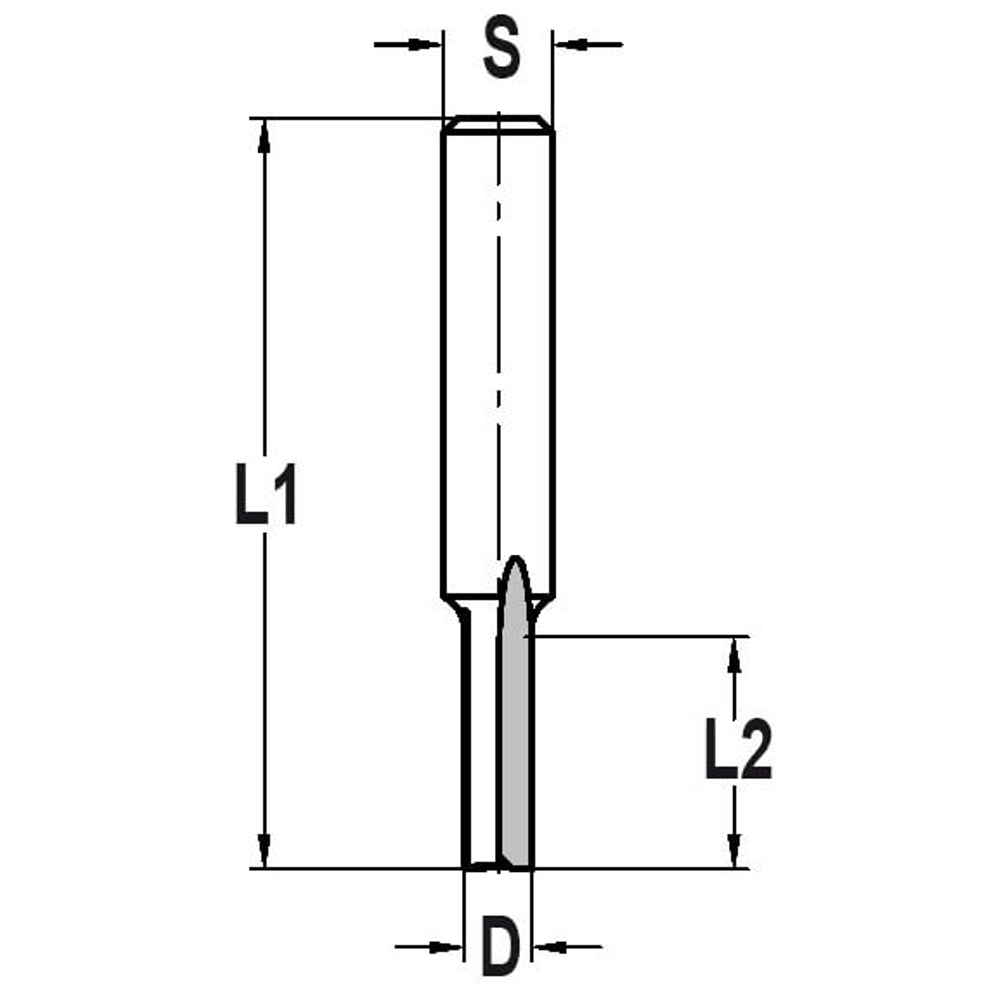 Groeffrees Ø 5 x 12 mm, TL=49 mm, S=10 mm, HW
