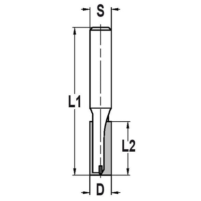 Groeffrees Ø 9 x 20 mm, TL=60 mm, S=10 mm, HW