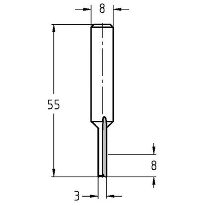 Groeffrees Ø 3 x 8 mm, TL=55 mm, S=8 mm, VHW