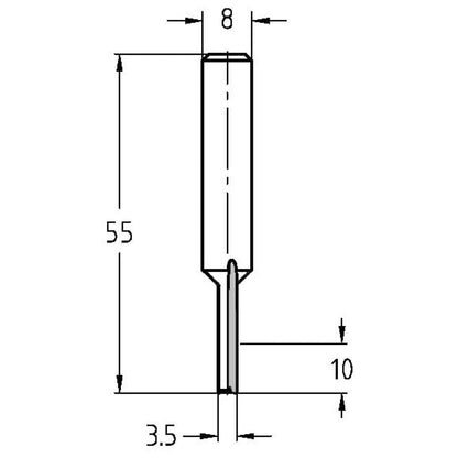 Groeffrees Ø 3,5 x 10 mm, TL=55 mm, S=8 mm, VHW
