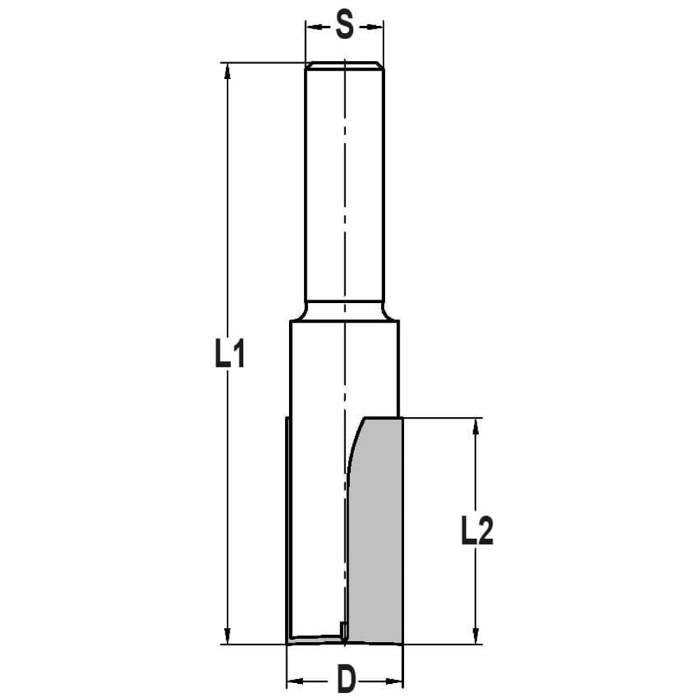 Groeffrees Ø 22 x 35 mm, TL=90 mm, S=12 mm, HW