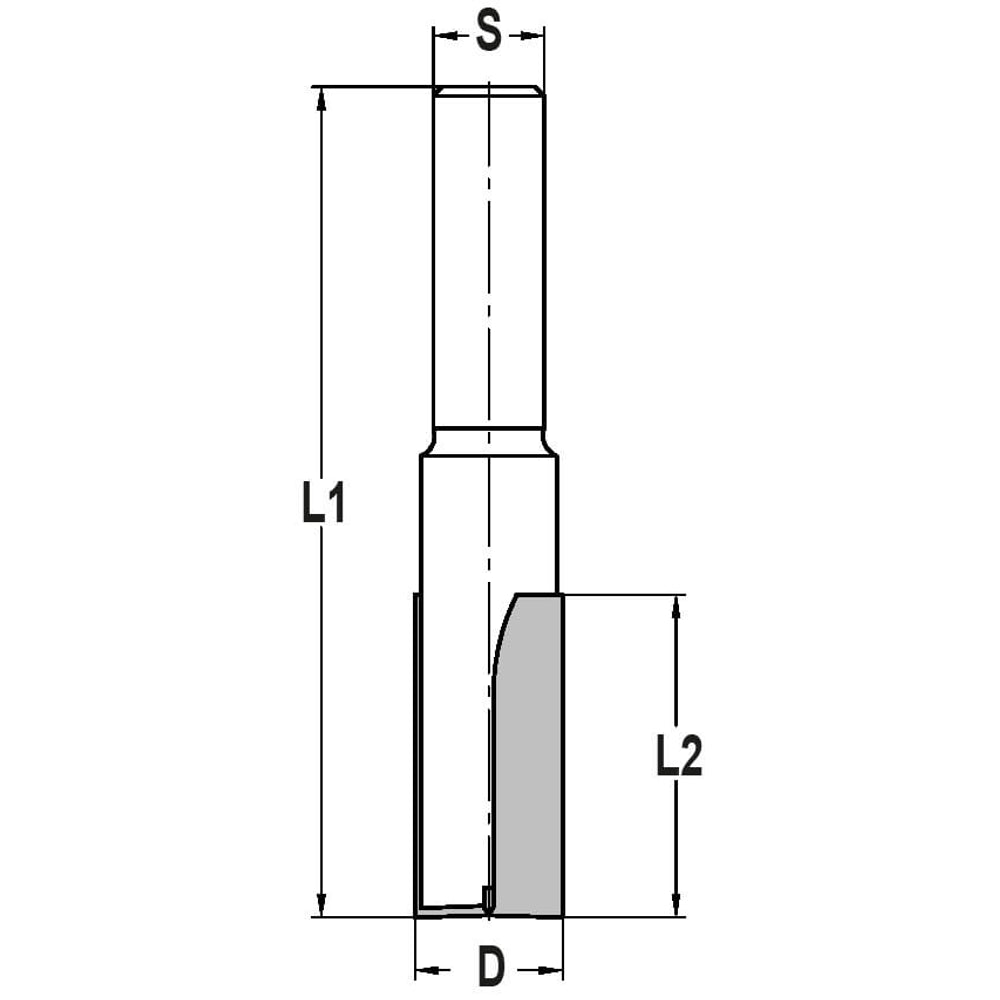 Groeffrees Ø 15 x 35 mm, TL=90 mm, S=12 mm, HW