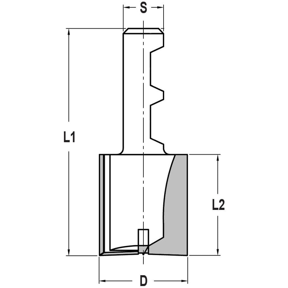 Slotkastfrees Ø 18 x 20 mm, TL=45 mm, S=8 mm met spanvlakken, HW