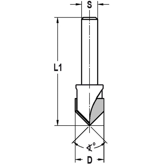 Alucobond V-Groeffrees 90°, D=15,9 mm, S=8 mm, HW, Z=2