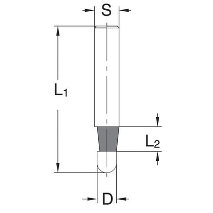 Fasekantenfrees voor luchtmachine Ø 5 x 5,5 mm, TL=38 mm, S=6 mm, VHW