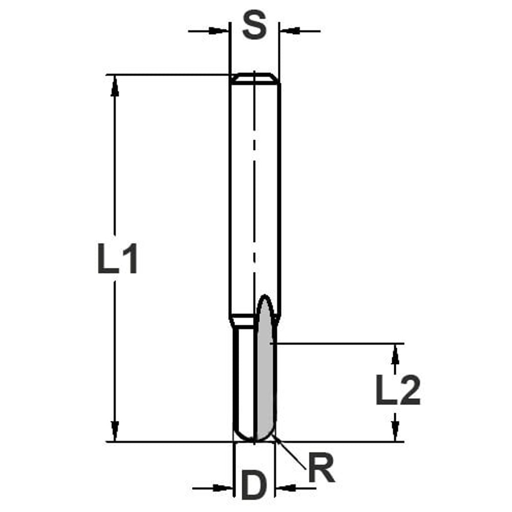 Holprofielfrees R=1,6 mm, TL=51 mm, S=8 mm, HW