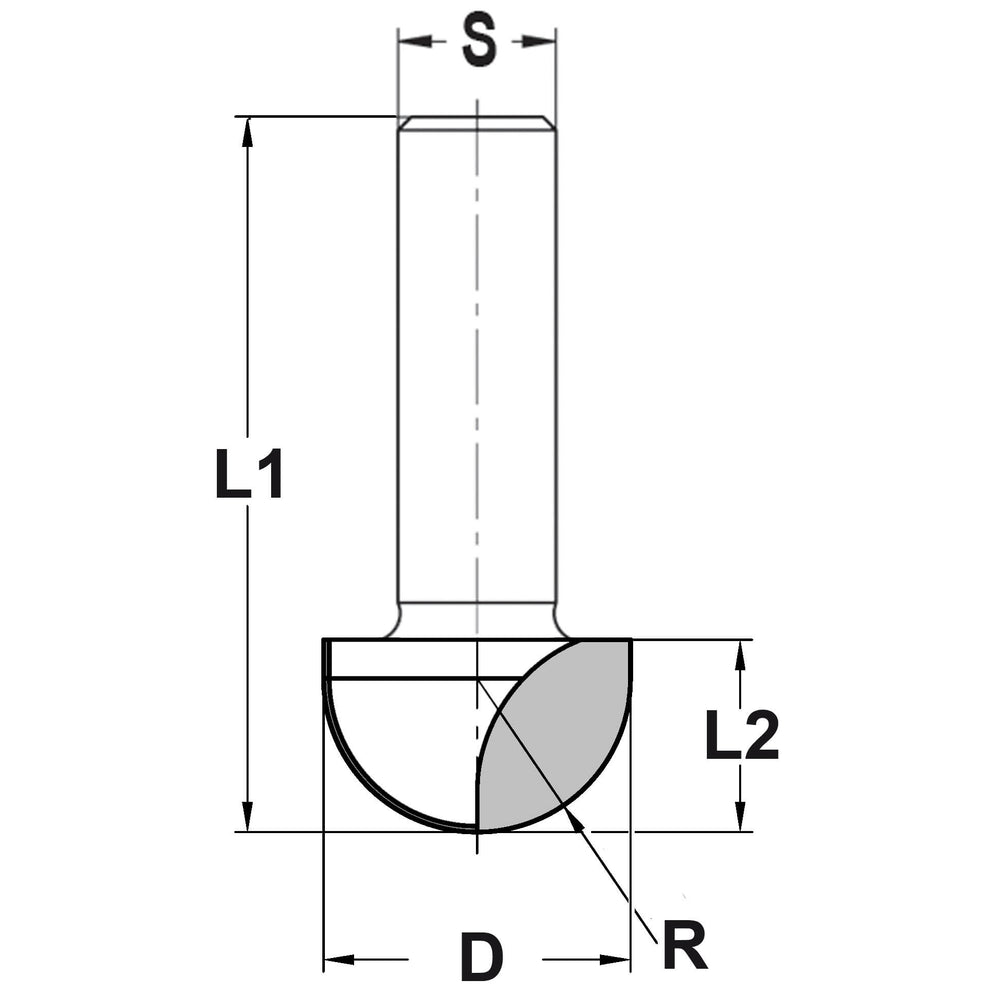 Holprofielfrees R=15,0 mm, TL=60 mm, S=12 mm, HW