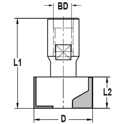 Sponningfrees zonder geleidelager Ø 24 x 16 mm, TL=46 mm, Binnendraad M12, HW