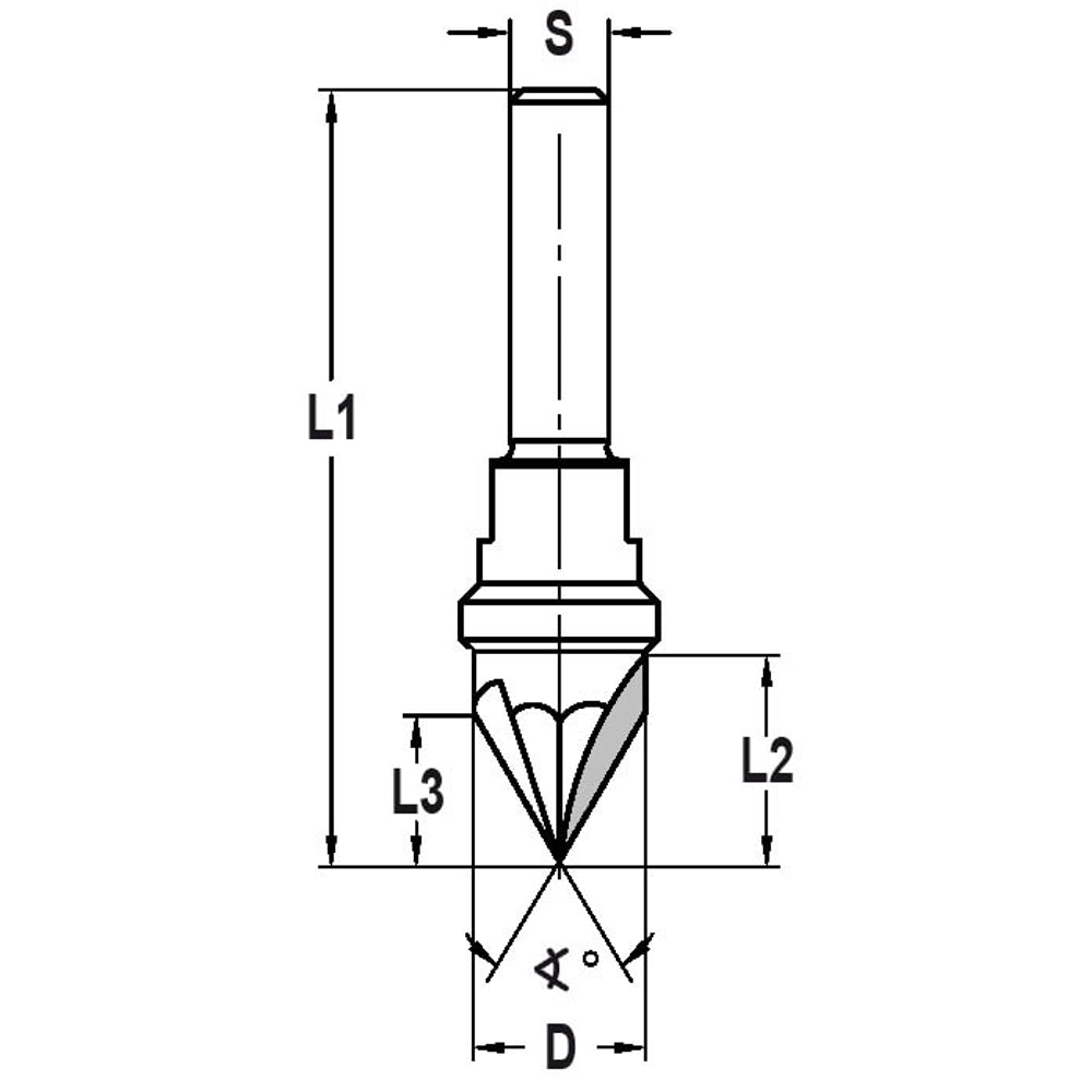 V-Groeffrees 60°, D=14 mm, S=10 mm, VHW, Z=3