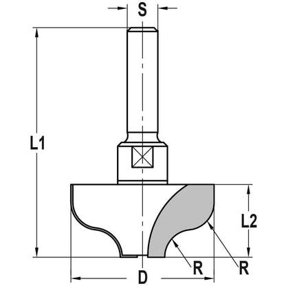 S-profielfrees R=7,2 mm zonder lager, L2=19 mm, S=8 mm, HW