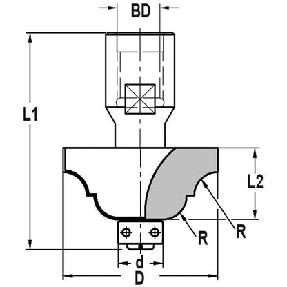 Contraprofielfrees R=6,3 - zonder lager