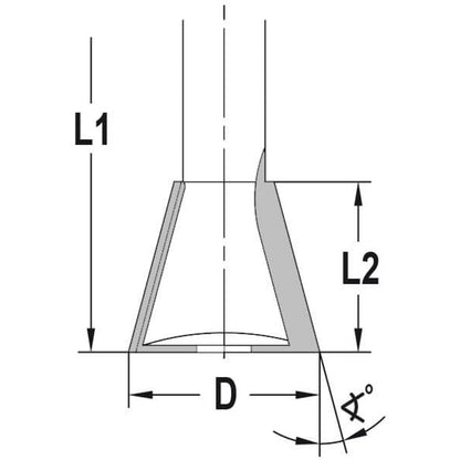 Zwaluwstaartfrees 12°40′, D=13,5 mm, S=8 mm, HW