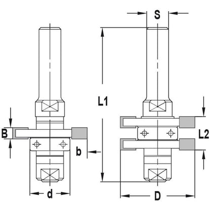 Groef & Veergarnituur, D=40 mm, L2=18 mm, S=12 mm, HW