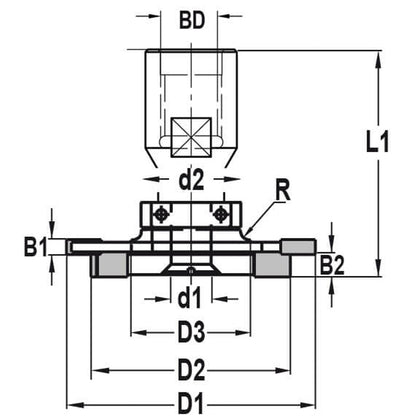 Afdichtingsfreesset met geleidelager, D=50 mm, Binnendraad M10, HW