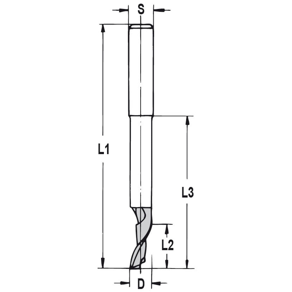 Groeffrees voor aluminium en kunststof Ø 8 x 14/68 mm, TL=100 mm, S=8 mm, HS-E