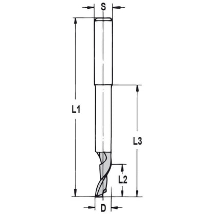Spiraalgroeffrees Ø 6 x 20/35 mm, TL=80 mm, S=8 mm, VHW