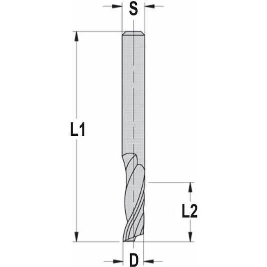 Spiraalgroeffrees Ø 5 x 16 mm, TL=60 mm, S=6 mm, VHW