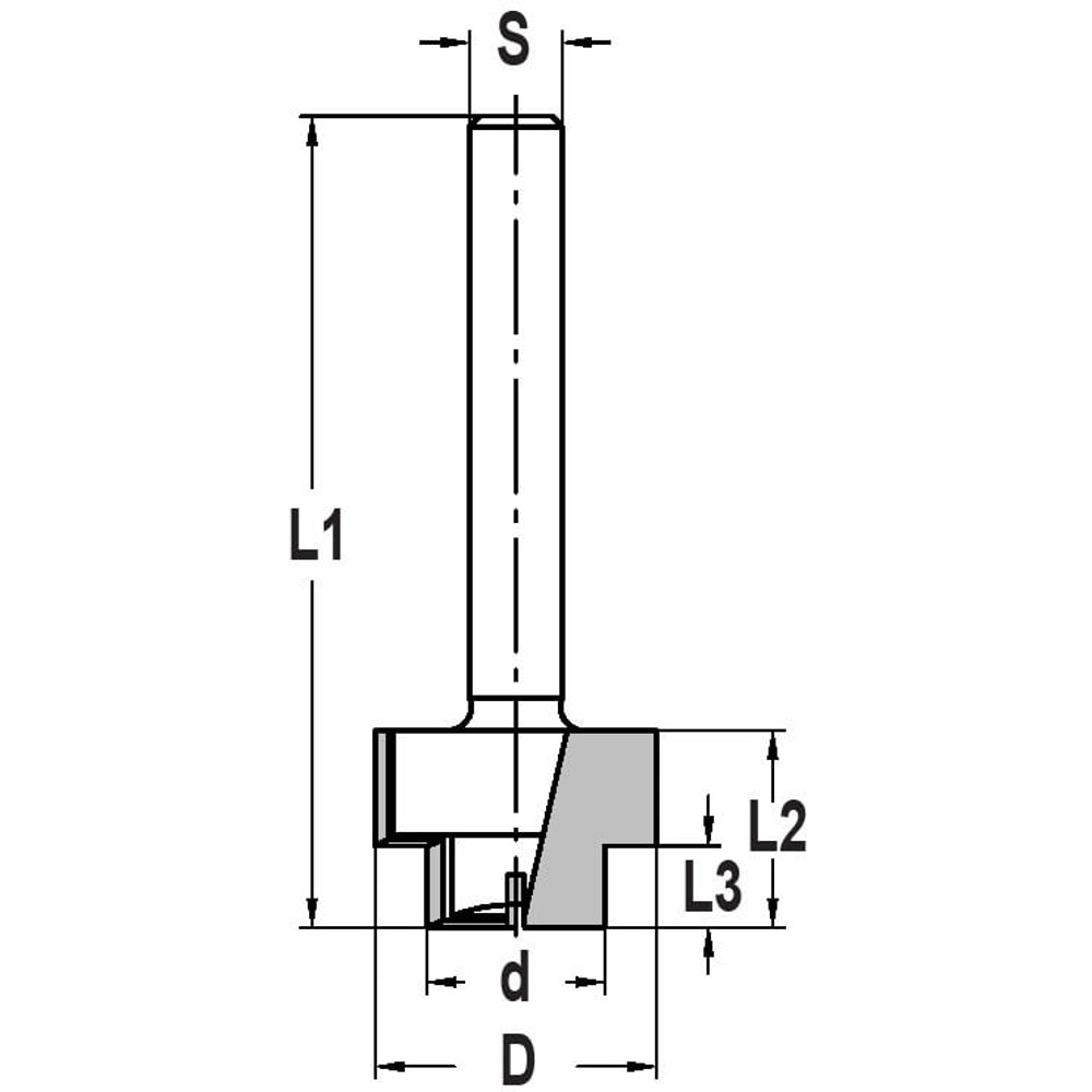 Getrapte frees Ø 16,3 x 12,3 mm, TL=62 mm, S=8 mm, HW
