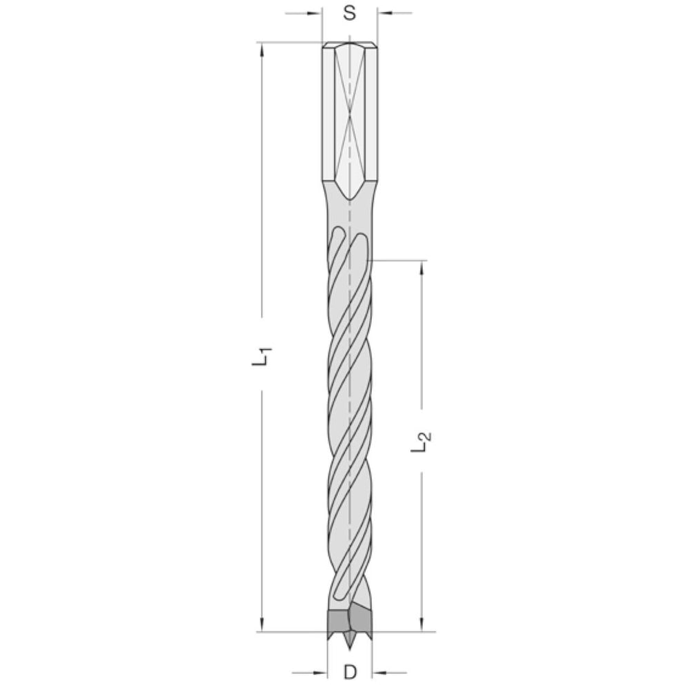Drevelboor 16 mm SL=98 TL=130 Links