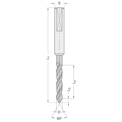 Doorgangsboor Ø 6 x 35 mm t.b.v. Clamex®, TL=100 mm, S=10 mm, VHW