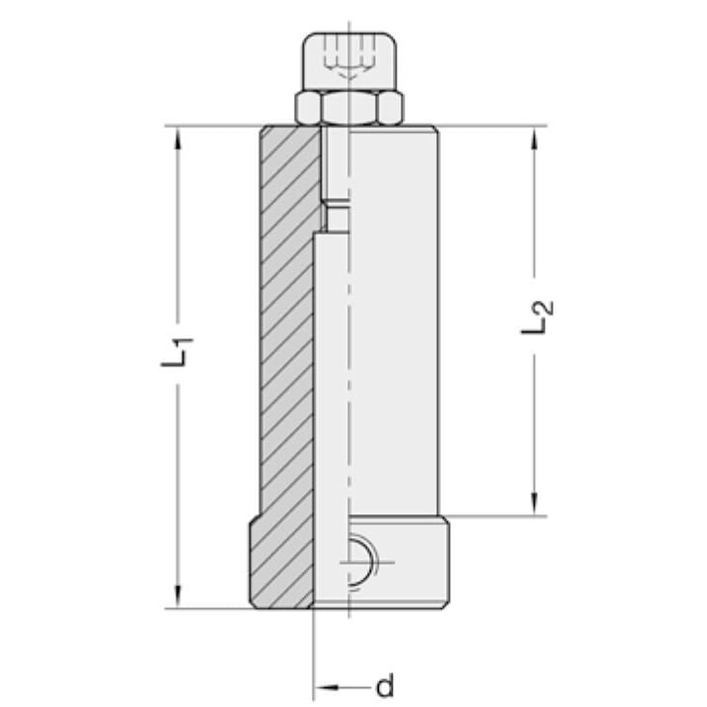 Adapter met Kraag d=12mm S=25x55mm